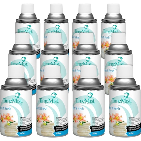 Timemist Aerosol Frag, f/Metered Dispenser, 6.6 oz, Clean/Fresh, PK 12 TMS1042771CT